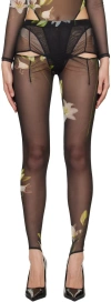 Puppets And Puppets Black Carly Leggings In Lilies