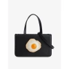 PUPPETS AND PUPPETS PUPPETS AND PUPPETS BLACK EGG-APPLIQUÉ SMALL LEATHER TOP-HANDLE BAG
