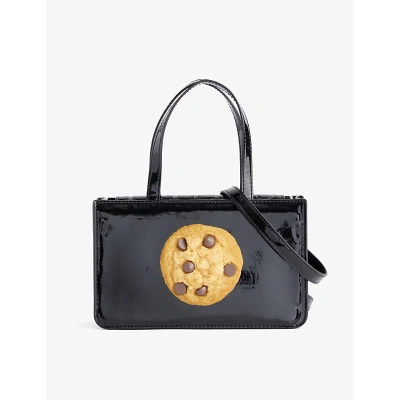 Puppets And Puppets Black Patent Cookie Small Faux-leather Top-handle Bag