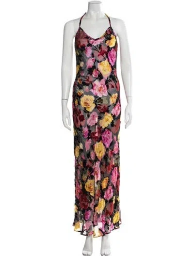 Pre-owned Puppets And Puppets Floral Print Long Dress In Multi