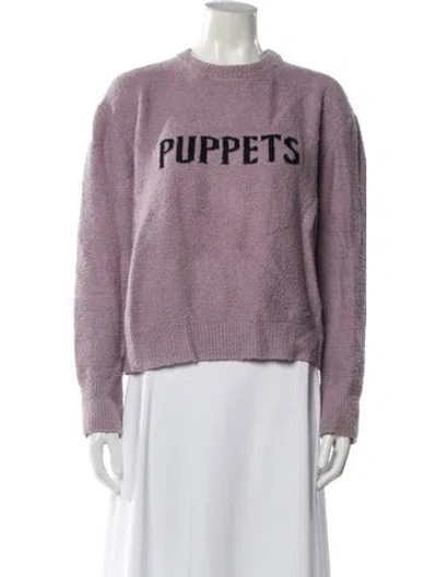 Pre-owned Puppets And Puppets Graphic Print Crew Neck Sweater In Purple