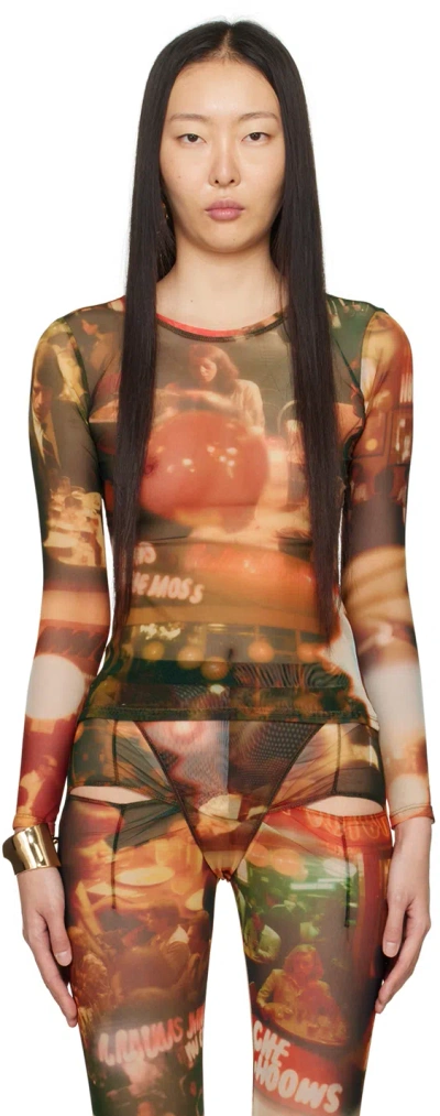 Puppets And Puppets Green Chow Long Sleeve T-shirt In Dinner Party