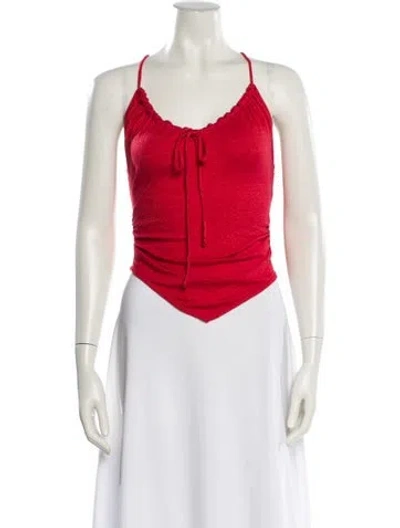Pre-owned Puppets And Puppets Halterneck Sleeveless Top In Red