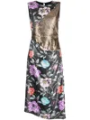 Puppets And Puppets Mother Floral Sequin Midi Dress In Mehrfarbig