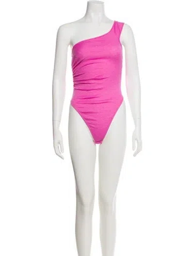 Pre-owned Puppets And Puppets One-shoulder Sleeveless Bodysuit In Pink