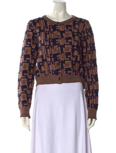 Pre-owned Puppets And Puppets Printed Crew Neck Sweater In Brown