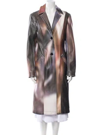 Pre-owned Puppets And Puppets Printed Faux Fur Coat In Brown