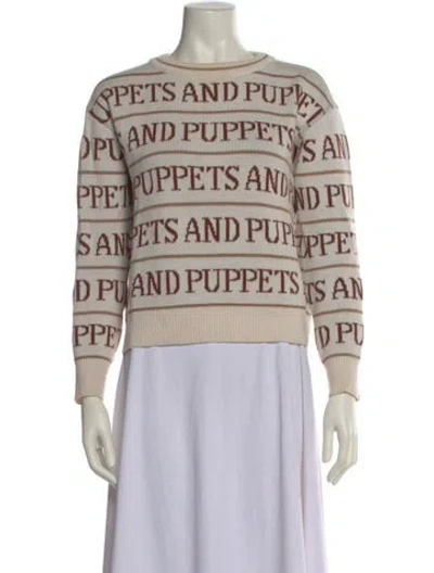Pre-owned Puppets And Puppets Printed Scoop Neck Sweater In Neutral