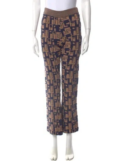 Pre-owned Puppets And Puppets Printed Wide Leg Pants In Multi