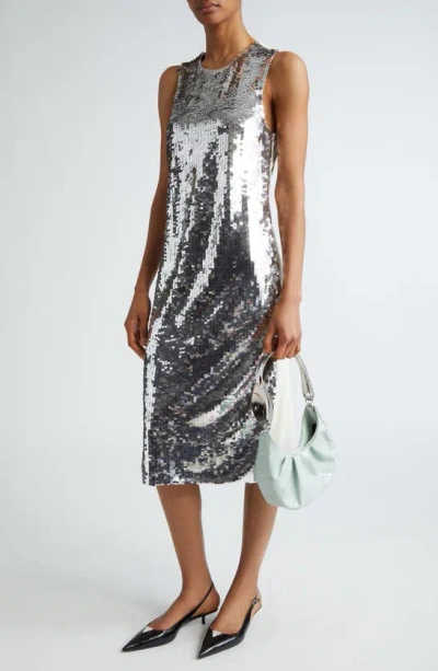 Puppets And Puppets Sequin Tank Dress In Silver