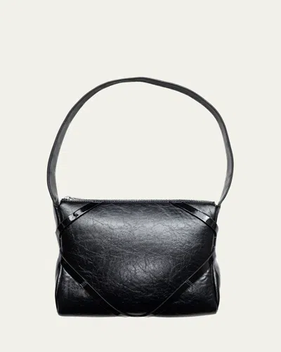 Puppets And Puppets The Pillow Distressed Top-handle Bag In Black