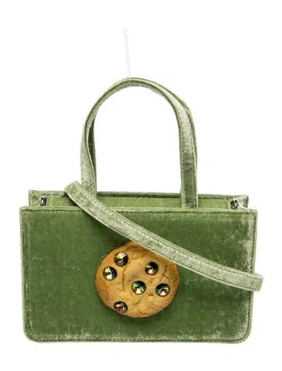 Pre-owned Puppets And Puppets Velvet Top Handle Bag In Green