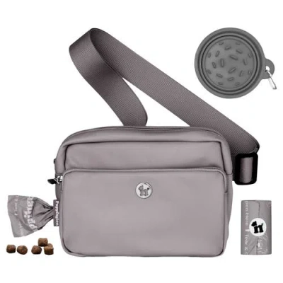 Puppington 3-in-1 Dog Walking Bag With Poop Bags Plus Travel Bowl In Charcoal Gray