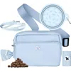 Puppington 3-in-1 Dog Walking Bag With Waste Bags Plus Travel Bowl And Reflective Leash In Blue