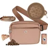 Puppington 3-in-1 Dog Walking Bag With Waste Bags Plus Travel Bowl And Reflective Leash In Brown