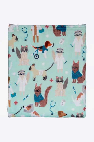 Puppington Pupper Snuggles Throw Blanket In Seaform Serenity