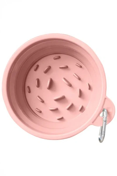 Puppington Slow-feeding, Bpa-free Silicone Travel Dog Bowl In Blush Pink