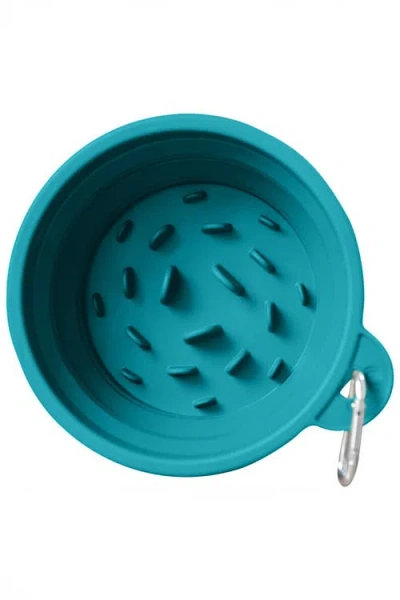 Puppington Slow-feeding, Bpa-free Silicone Travel Dog Bowl In Lagoon Teal