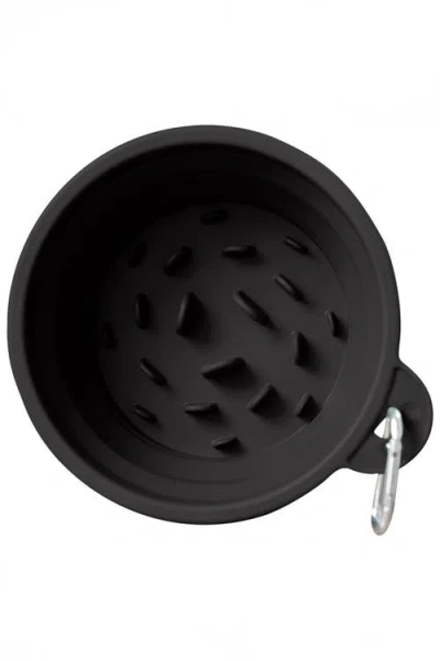 Puppington Slow-feeding, Bpa-free Silicone Travel Dog Bowl In Onyx Black
