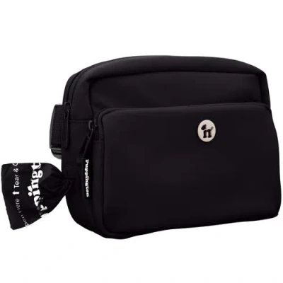 Puppington Walk Star Kit 3-in-1 Dog Walk Bag, Bowl, & Leash Plus Matching 90 Refill Dog Poop Bags In Black