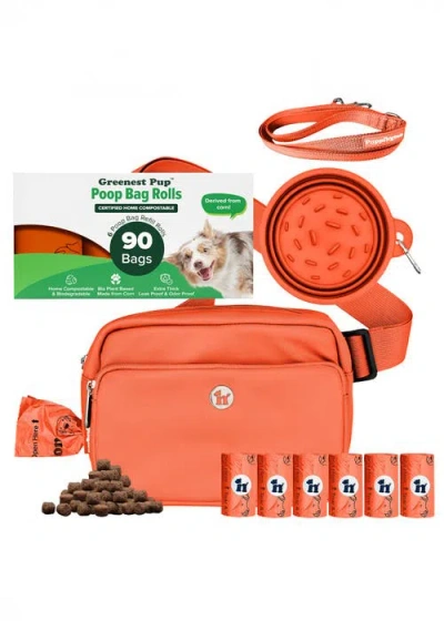 Puppington Walk Star Kit 3-in-1 Dog Walk Bag, Bowl, & Leash Plus Matching 90 Refill Dog Poop Bags