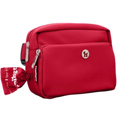 Puppington Walk Star Kit 3-in-1 Dog Walk Bag Plus Matching 90 Refill Dog Poop Bags In Red