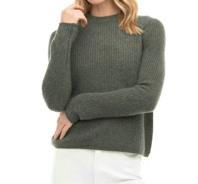 Pura Cashmere Cashmere Fisherman Crew Sweater In Dark Olive In Green