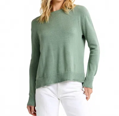Pura Cashmere Everyday Cotton Crew Top In Sage In Green