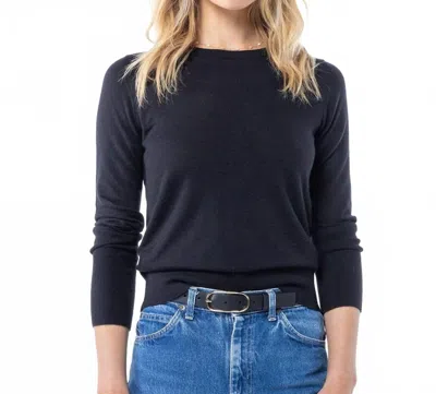 Pura Cashmere Worsted Cashmere Crew In Black