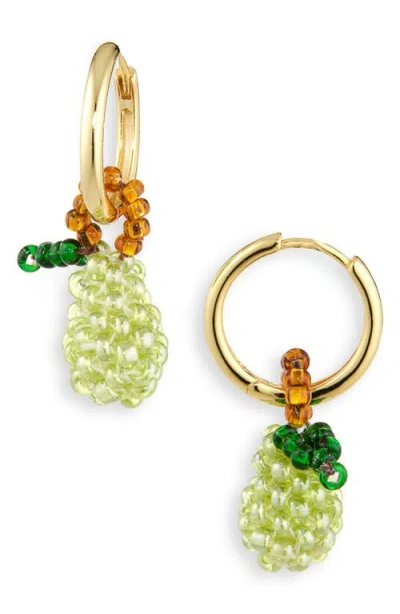 Pura Utz Beaded Charm Drop Hoop Earrings