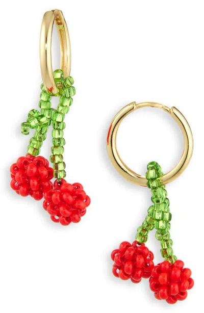 Pura Utz Beaded Charm Drop Hoop Earrings