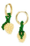 Pura Utz Beaded Charm Drop Hoop Earrings In Gold
