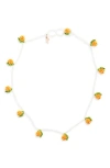 Pura Utz Beaded Orange Necklace In White