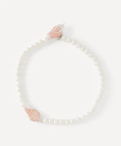 Pura Utz Beaded Shell Pearl Necklace In White