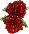 Pura Utz Double Rose Ear Stick Single Earring In Red