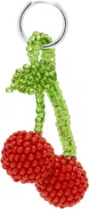 Pura Utz Green & Red Cherry Single Earring In Silver