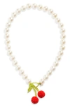Pura Utz Mother Of Cherry Faux Pearl Necklace In White