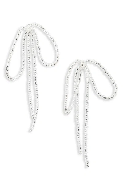 Pura Utz Sad Bow Beaded Earrings In Silver