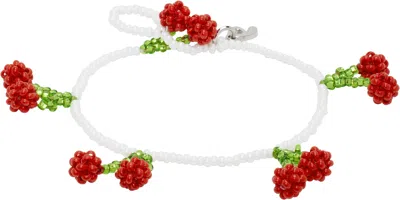 Pura Utz White & Red Cherry Bracelet In Multi