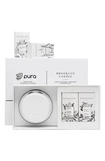 Pura X Brooklyn Candle Best Sellers &  4 Smart Fragrance Diffuser & Refill Set In White