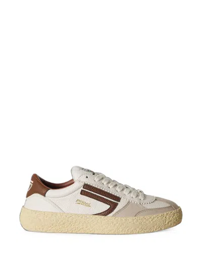 Puraai 1.01 Vintage Suede Panelled Sneakers In White
