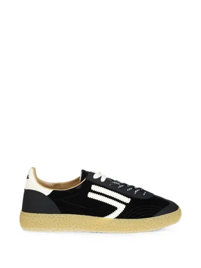 Puraai Lace Up Shoes Low Profile Striped Velvet In Brown