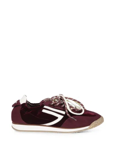 Puraai 6.02 Panther Velvet Low-top Sneakers In Burgundy