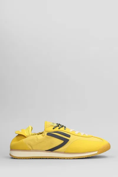 Puraai Banana Sneakers In Yellow Suede And Fabric In Orange