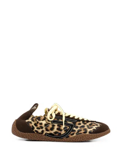 Puraai Corsa Bolt Leopard-print Sneakers In Black