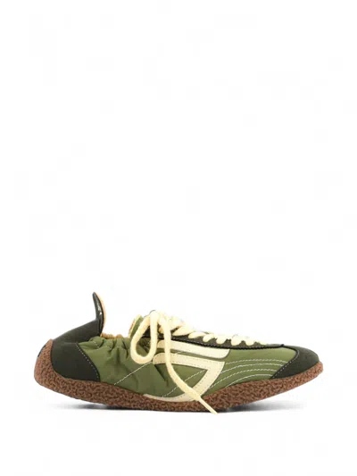 Puraai Panther Vegan Sneakers In Nylon And Synthetic Leather With Contrast Logo In Green