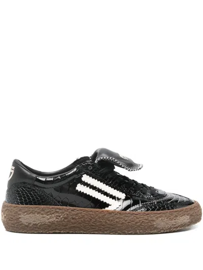 Puraai Crocodile-embossed Sneakers In Black