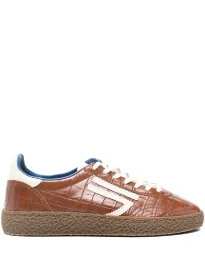 Puraai Crocodile-embossed Sneakers In Brown