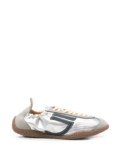 Puraai Metallic-effect Logo-patch Sneakers In White