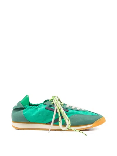 Puraai Panelled Lace-up Sneakers In Green